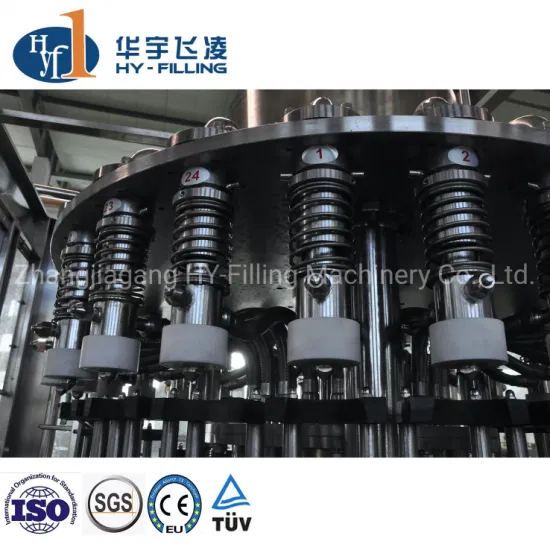 Embouteillage entièrement automatique de boissons minérales Usine d'embouteillage d'eau minérale Boissons gazeuses / Bière / Vodka Emballage de remplissage Machine de remplissage de bouteilles en verre d'eau potable